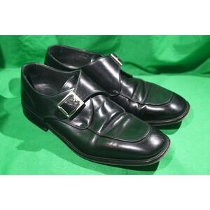 Bally Men Size 8 US Dark Brown Leather Apron Toe Single Monk Strap Dress Shoes